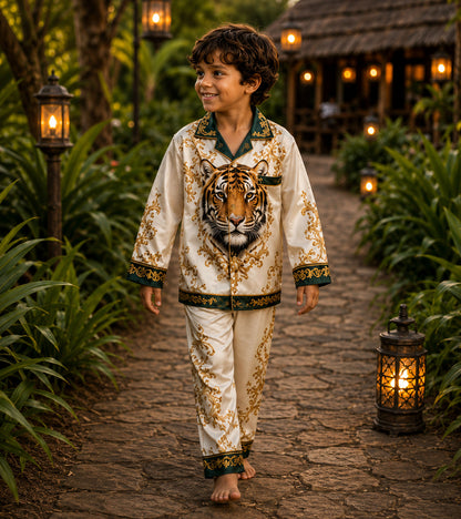 Tiger Kingdom Luxe Pure Cotton Printed Nightsuit Set