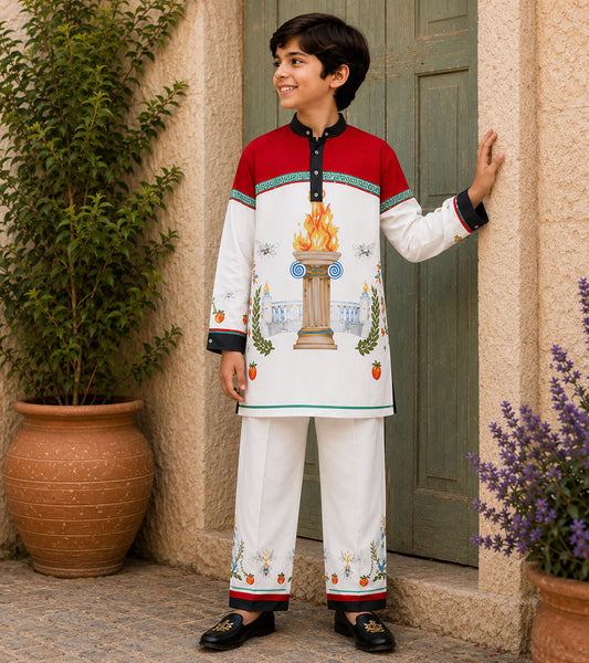 Royal Torch Festive Pure Cotton Kurta Set