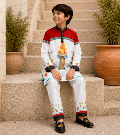 Royal Torch Festive Pure Cotton Kurta Set