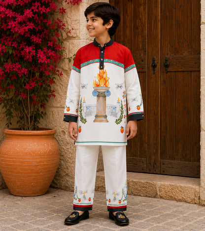 Royal Torch Festive Pure Cotton Kurta Set