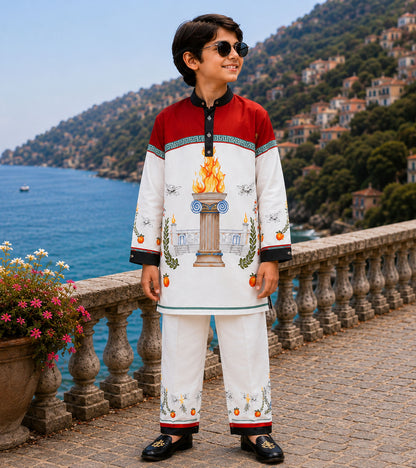 Royal Torch Festive Pure Cotton Kurta Set