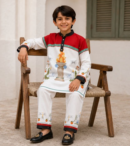 Royal Torch Festive Pure Cotton Kurta Set