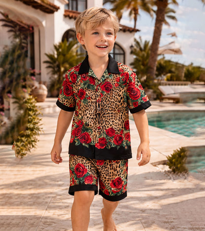 Royal Leopard Rose Co-ord Set for Boys