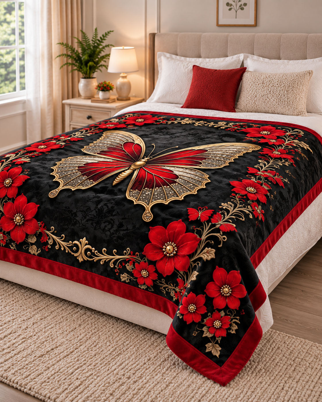 Ruby Butterfly Pure Cotton Blanket