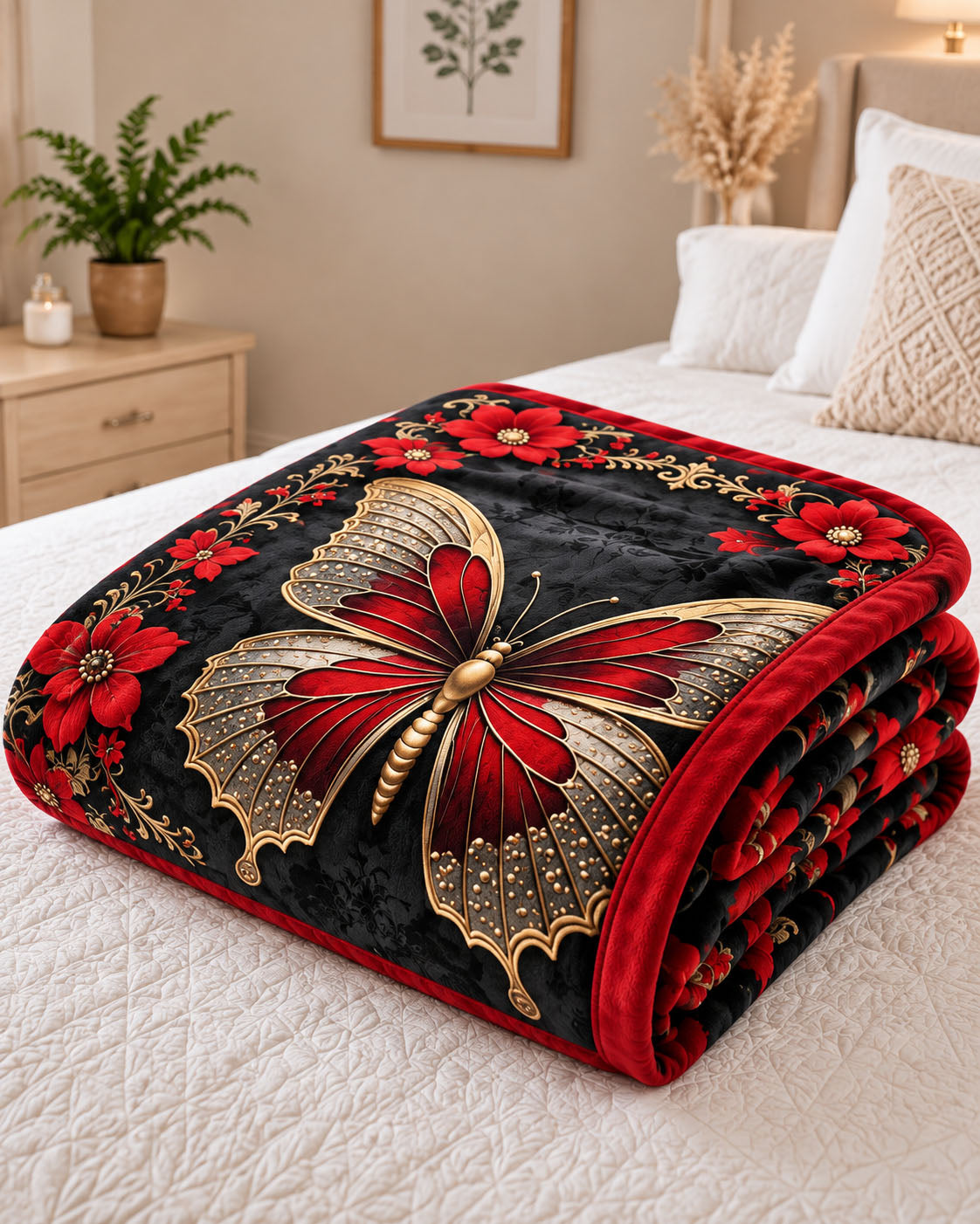 Ruby Butterfly Pure Cotton Blanket