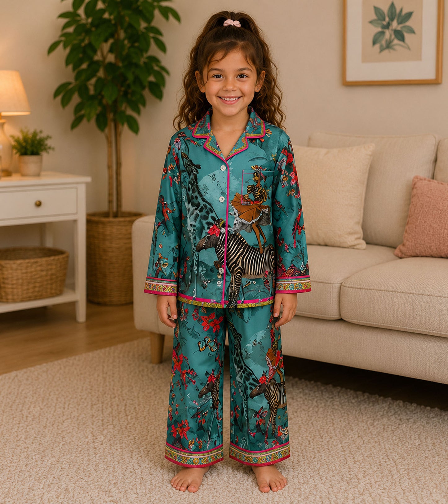 Safari Dreams Printed Girls Pure Cotton Nightsuit Set