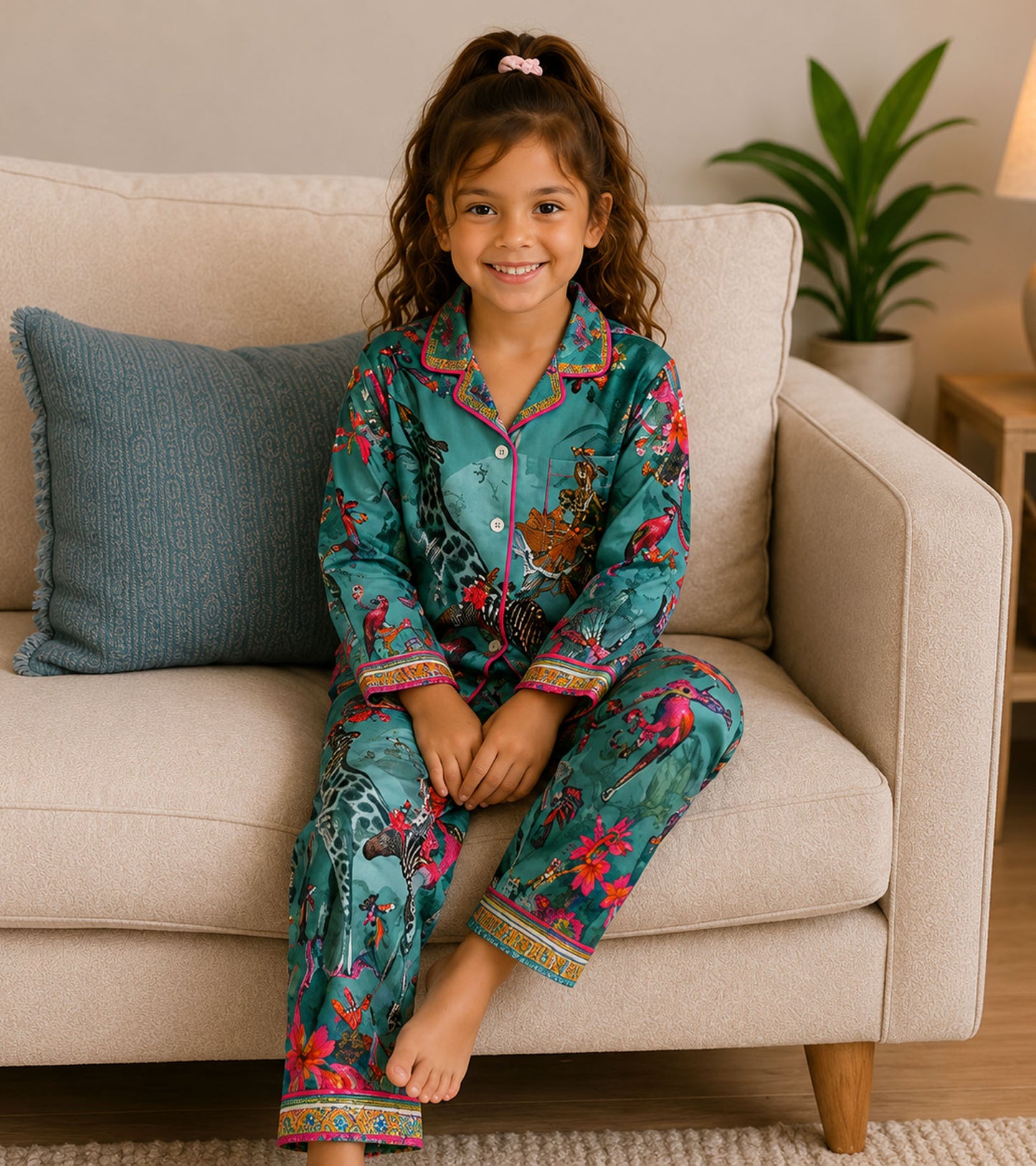 Safari Dreams Printed Girls Pure Cotton Nightsuit Set