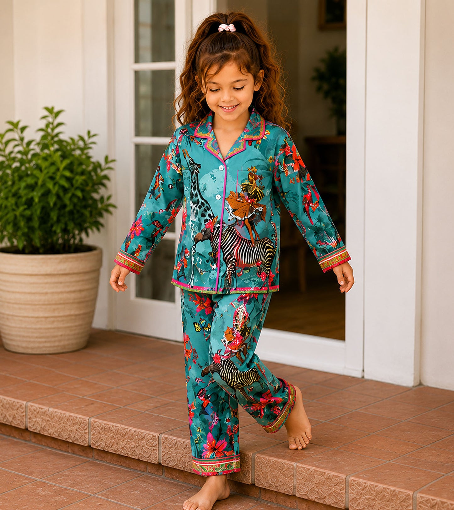 Safari Dreams Printed Girls Pure Cotton Nightsuit Set