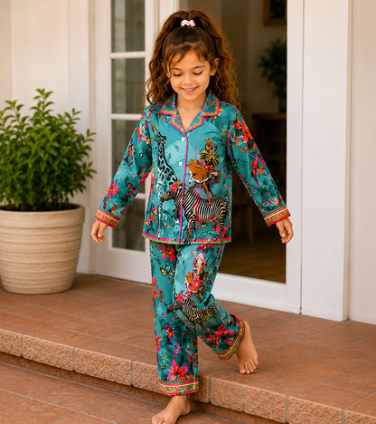 Safari Dreams Printed Girls Pure Cotton Nightsuit Set