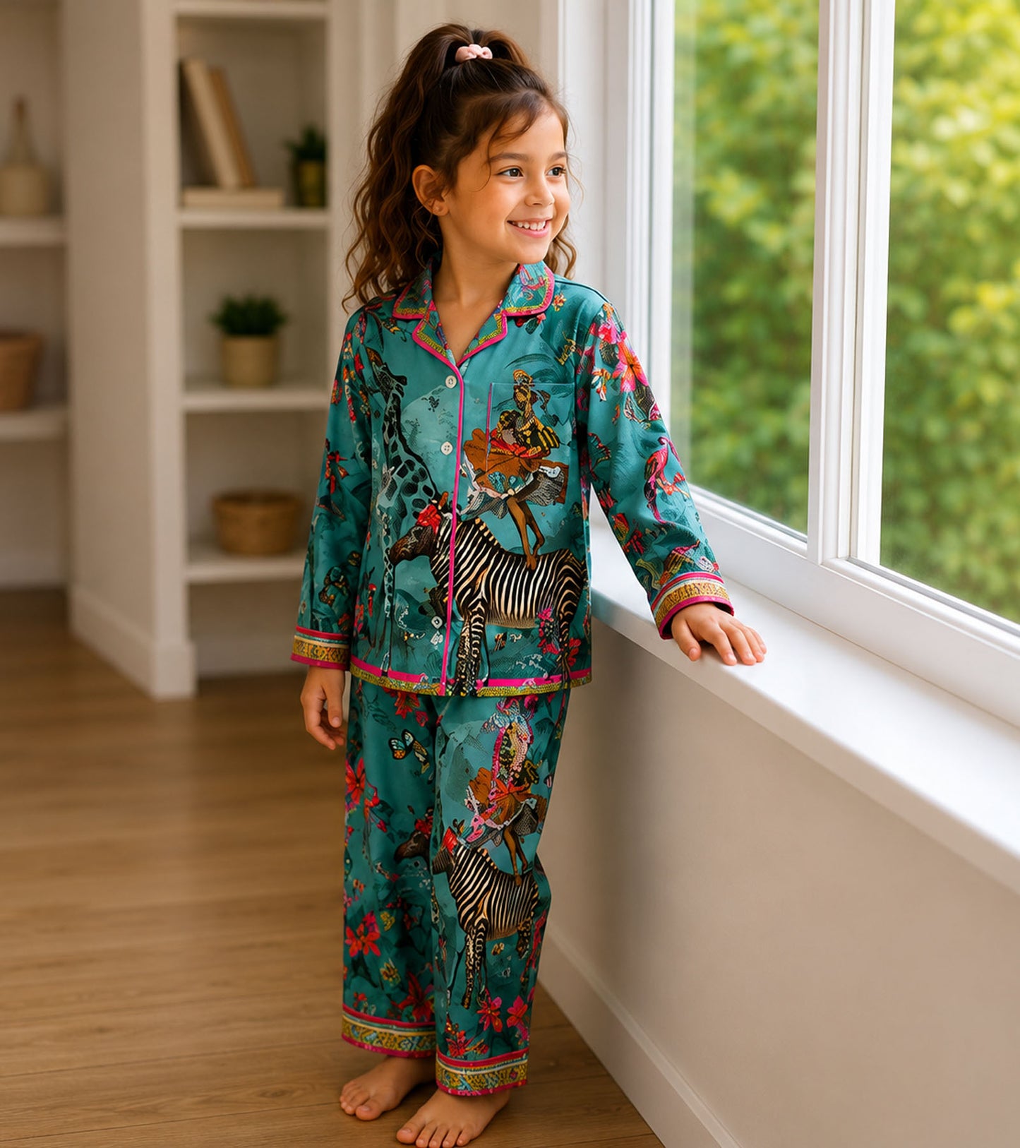 Safari Dreams Printed Girls Pure Cotton Nightsuit Set