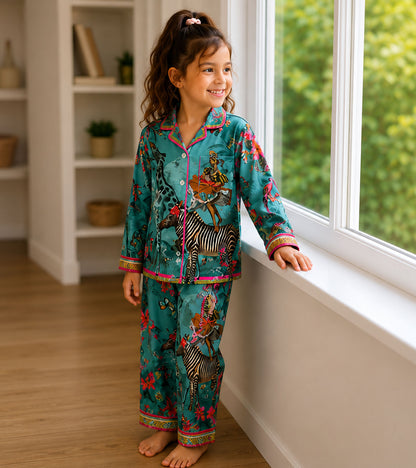 Safari Dreams Printed Girls Pure Cotton Nightsuit Set