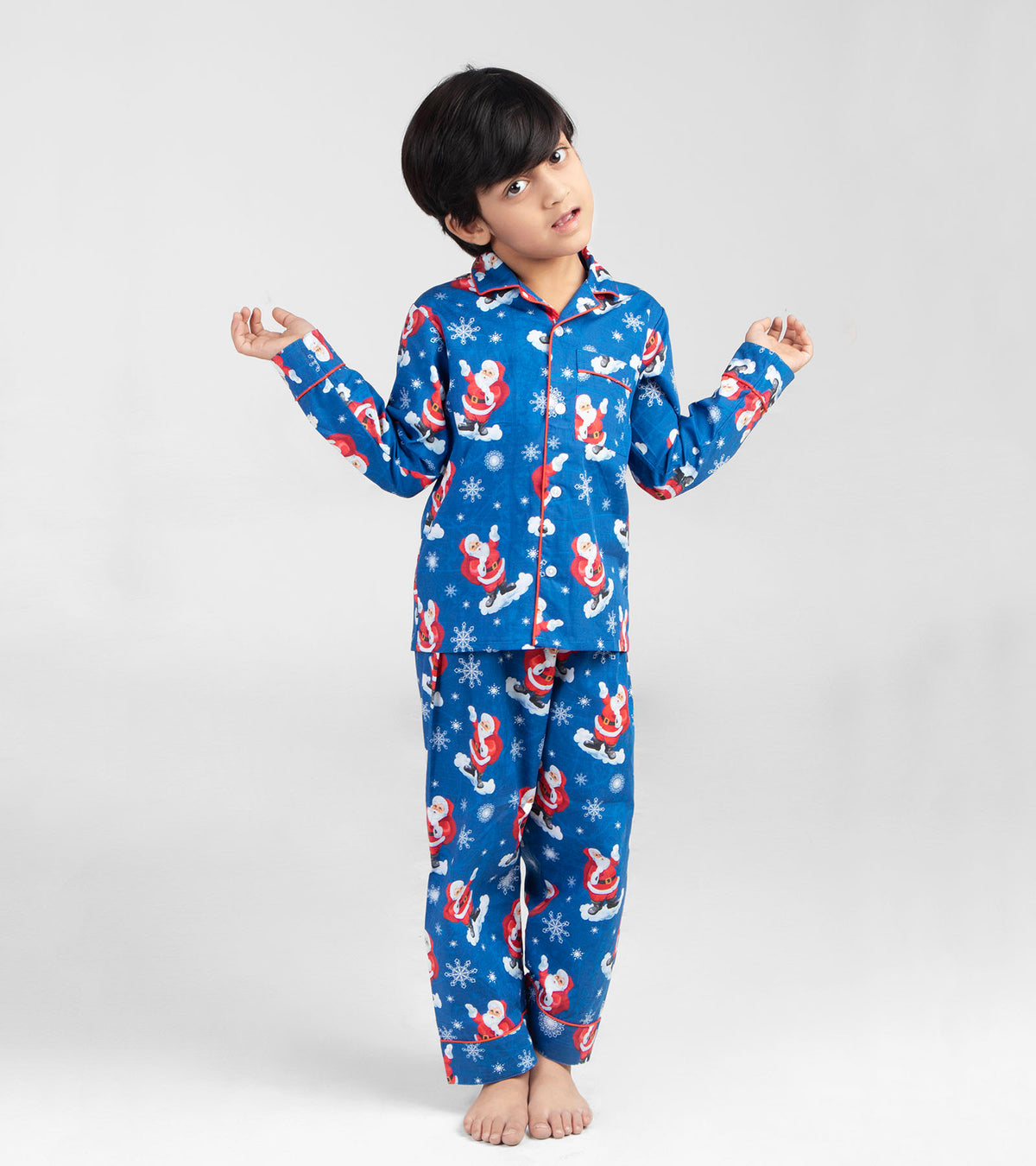 Santa Snow Skating Christmas Printed Nightsuit Set