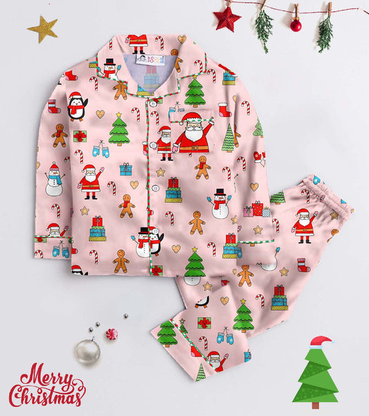 Santa is Commig  Pure Cotton Christmas Printed Nightsuit Set