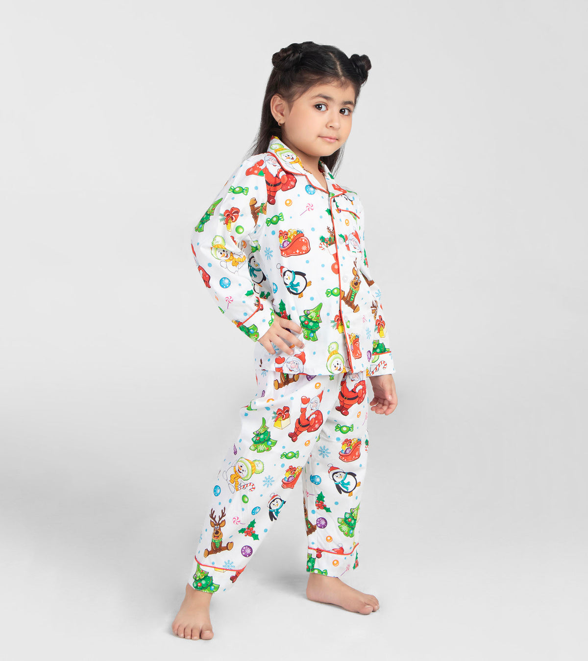 Snow Santa Christmas Printed Nightsuit Set