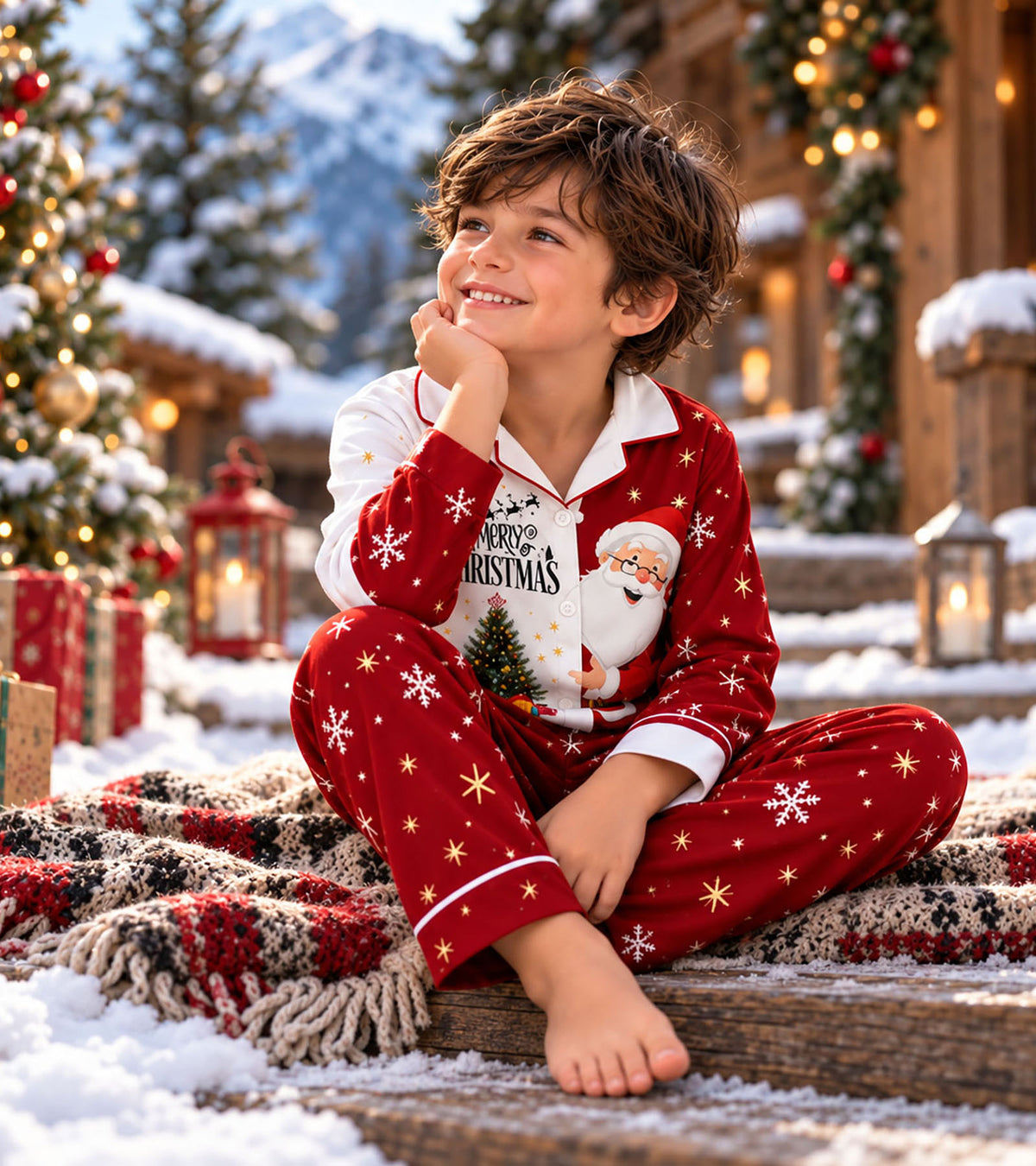 Snowflake & Santa Christmas Pajama Set