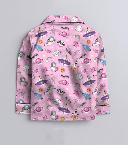 Space and Moon Cute Pure Cotton Printed Nightsuit Set