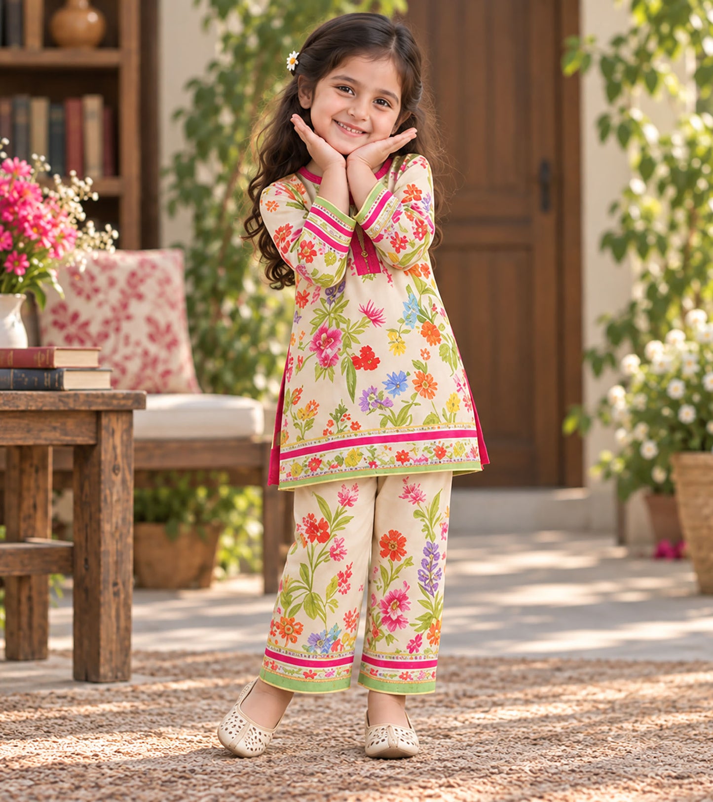 Spring Bouquet Girls Pyjama Kurta Set