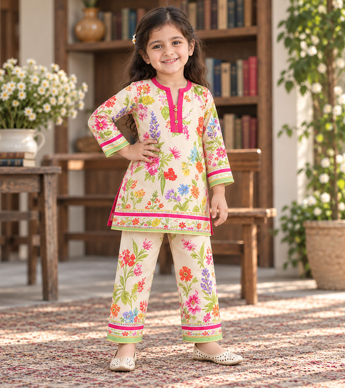 Spring Bouquet Girls Pyjama Kurta Set