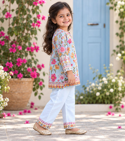 Spring Sky Girls Pyjama Kurta Set