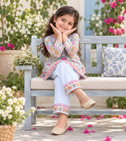 Spring Sky Girls Pyjama Kurta Set