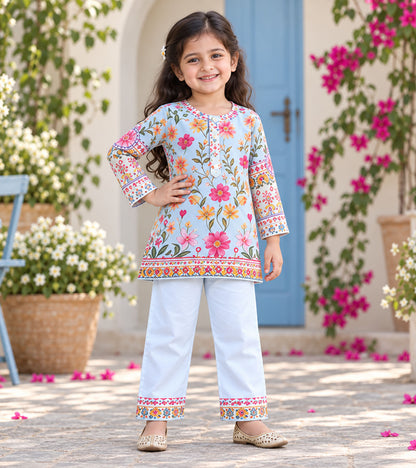 Spring Sky Girls Pyjama Kurta Set