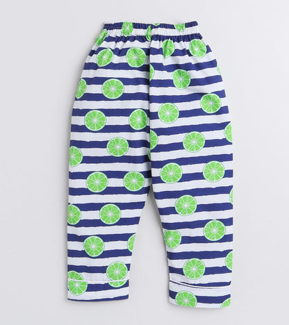 Stripe Lemon Printed Night Suit Set