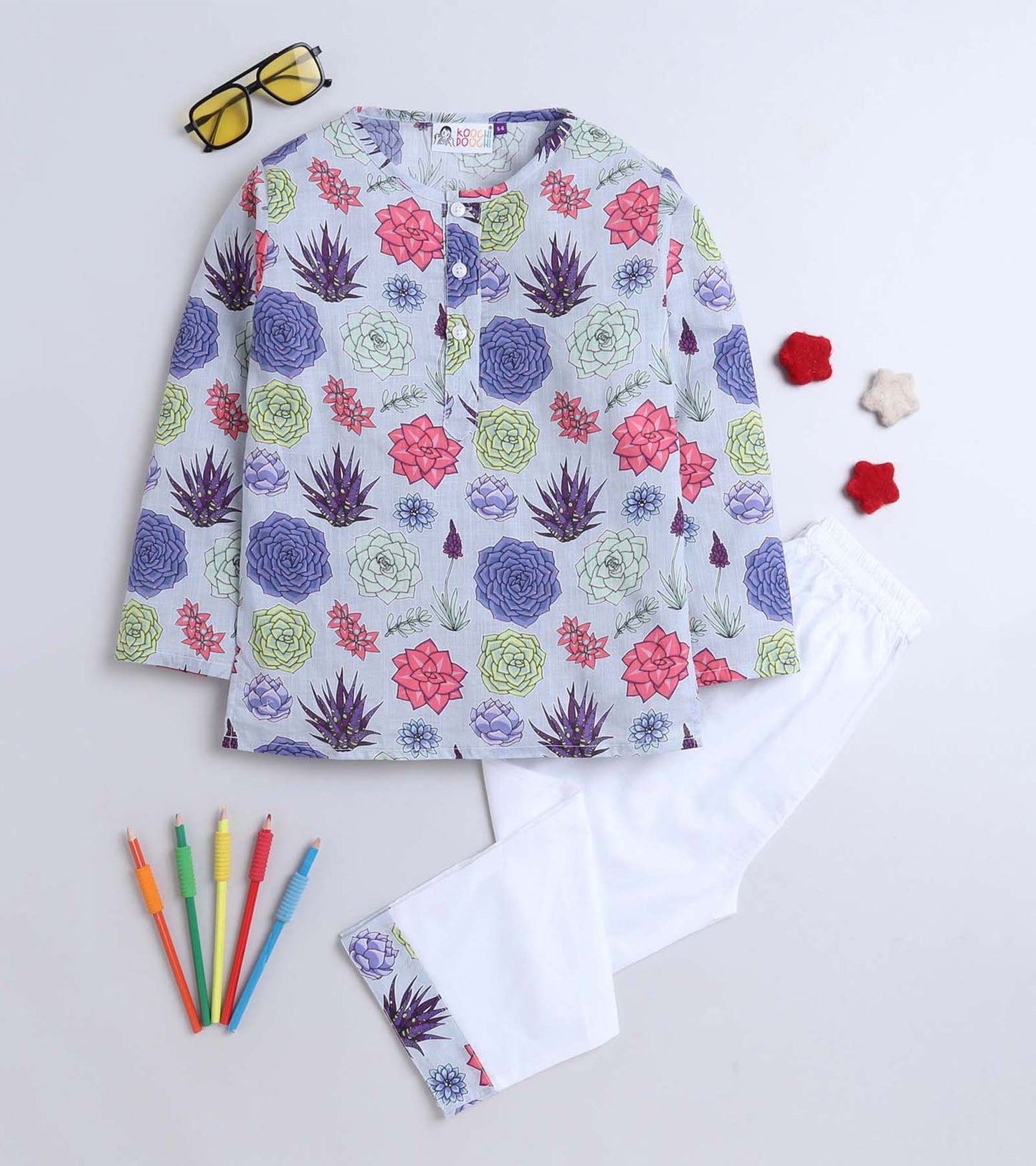 Succlent Printed Pyjama Kurta Set