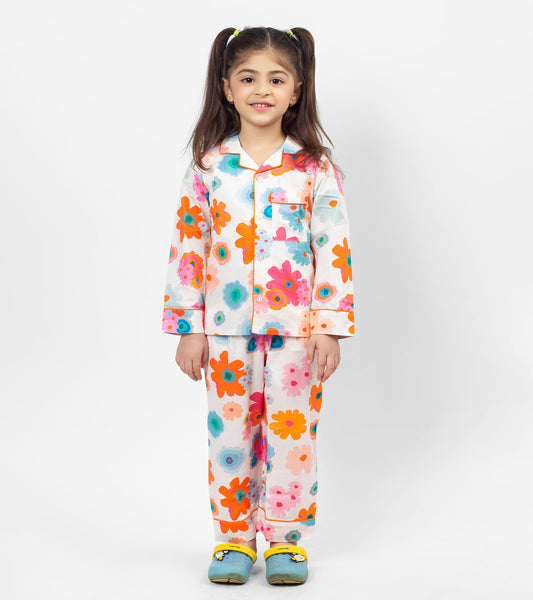 Summer Florals Printed Girls Nightsuit Set