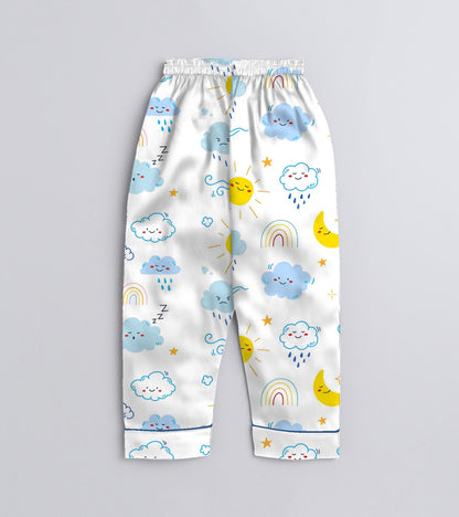 Sun and Cloud Pure Cotton Printed Nightsuit Set