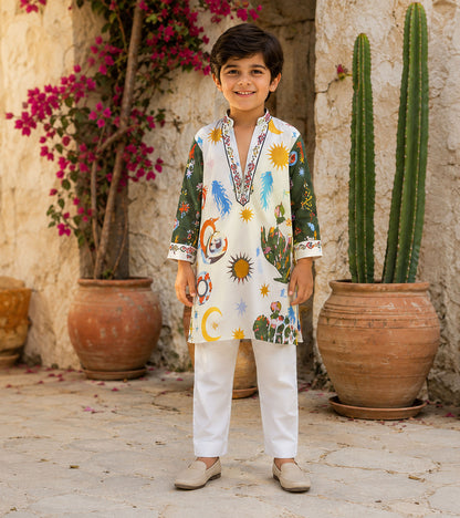 Sunburst Oasis Paisley Grove Festive Pure Cotton Kurta Set