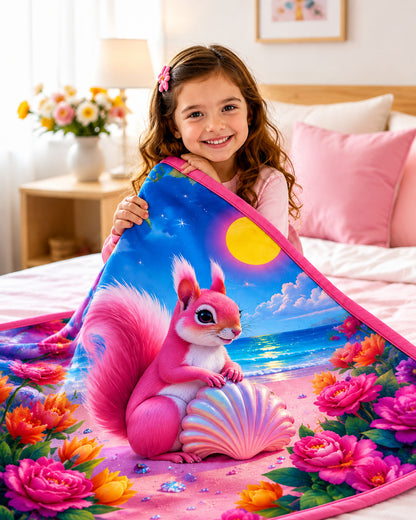 Sunny Shores Squirrel Girls Blanket Pure Cotton