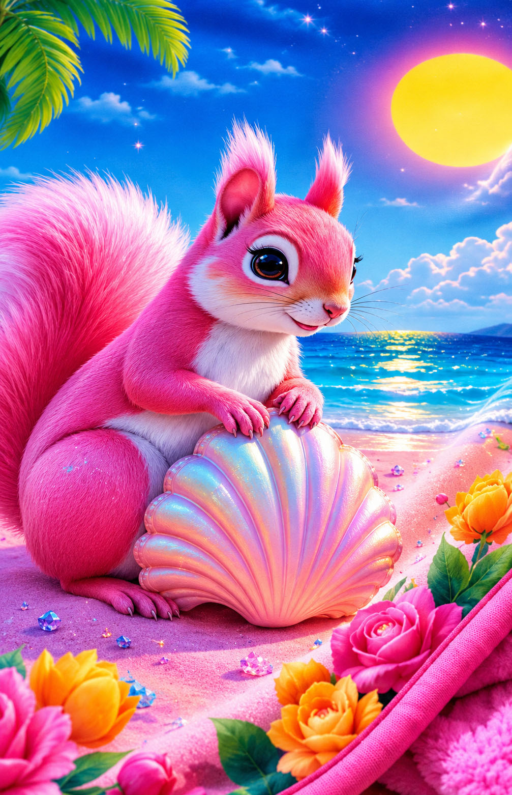 Sunny Shores Squirrel Girls Blanket Pure Cotton