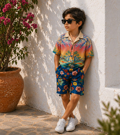 Sunset Tropic Pure Cotton Luxe Co-ord Set For Boys