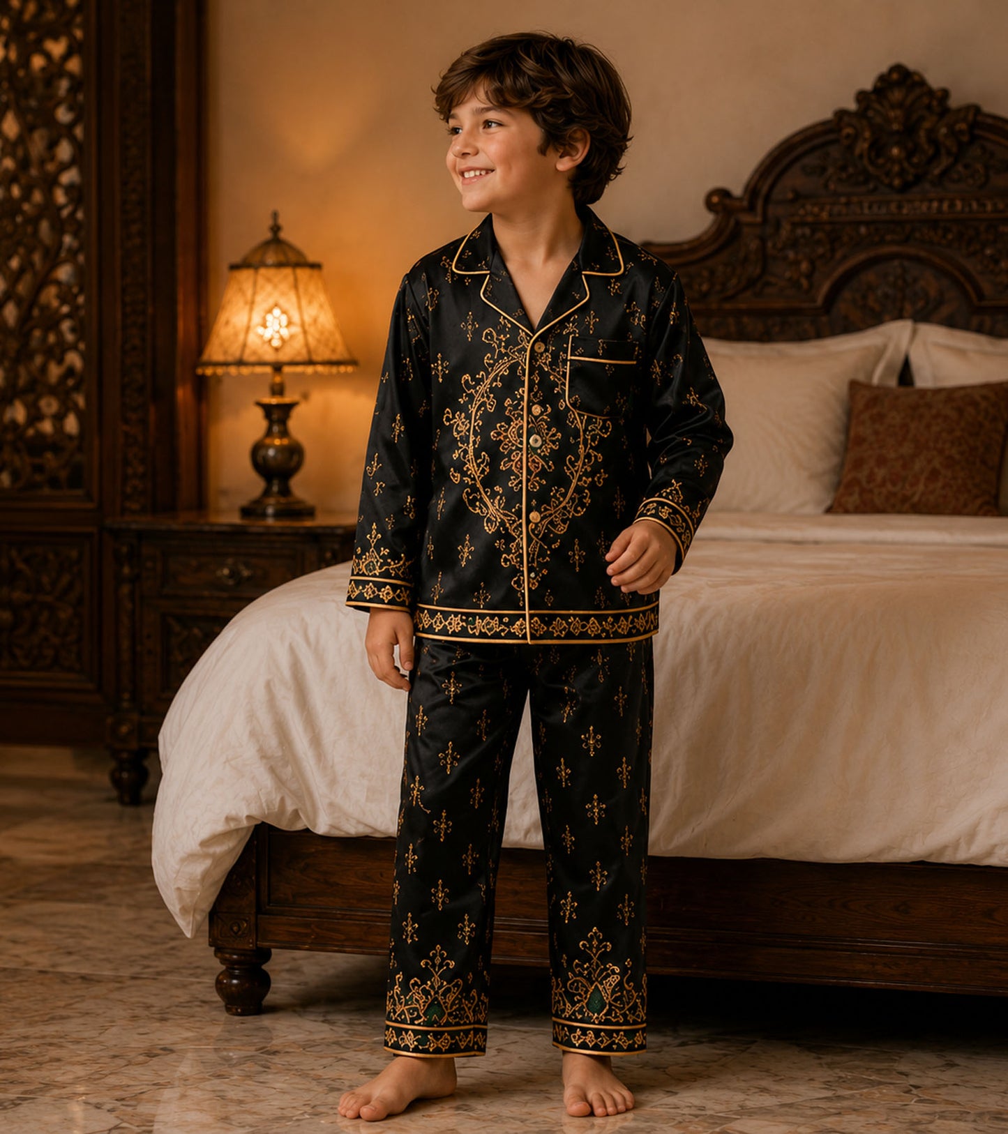 The Prince's Royal Luxe Pure Cotton Printed Nightsuit Set
