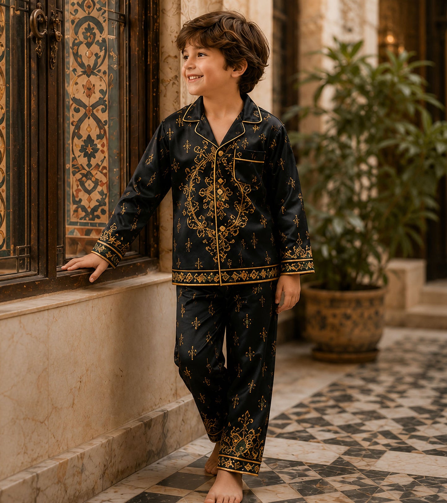 The Prince's Royal Luxe Pure Cotton Printed Nightsuit Set