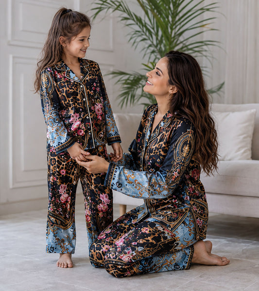 The Riviera Noir Luxe Mom & Me Matching Lounge Set
