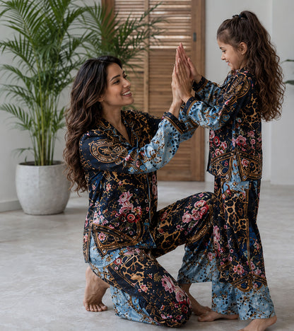 The Riviera Noir Luxe Mom & Me Matching Lounge Set