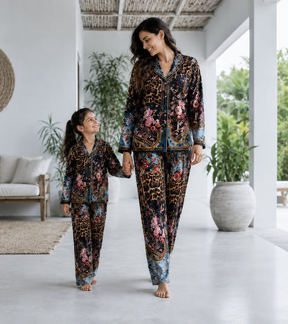 The Riviera Noir Luxe Mom & Me Matching Lounge Set