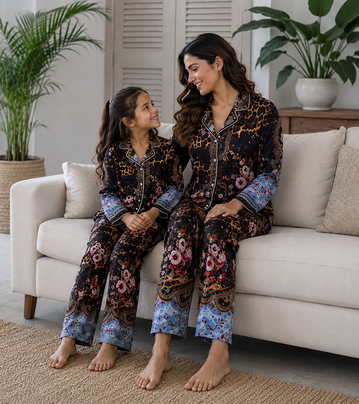 The Riviera Noir Luxe Mom & Me Matching Lounge Set