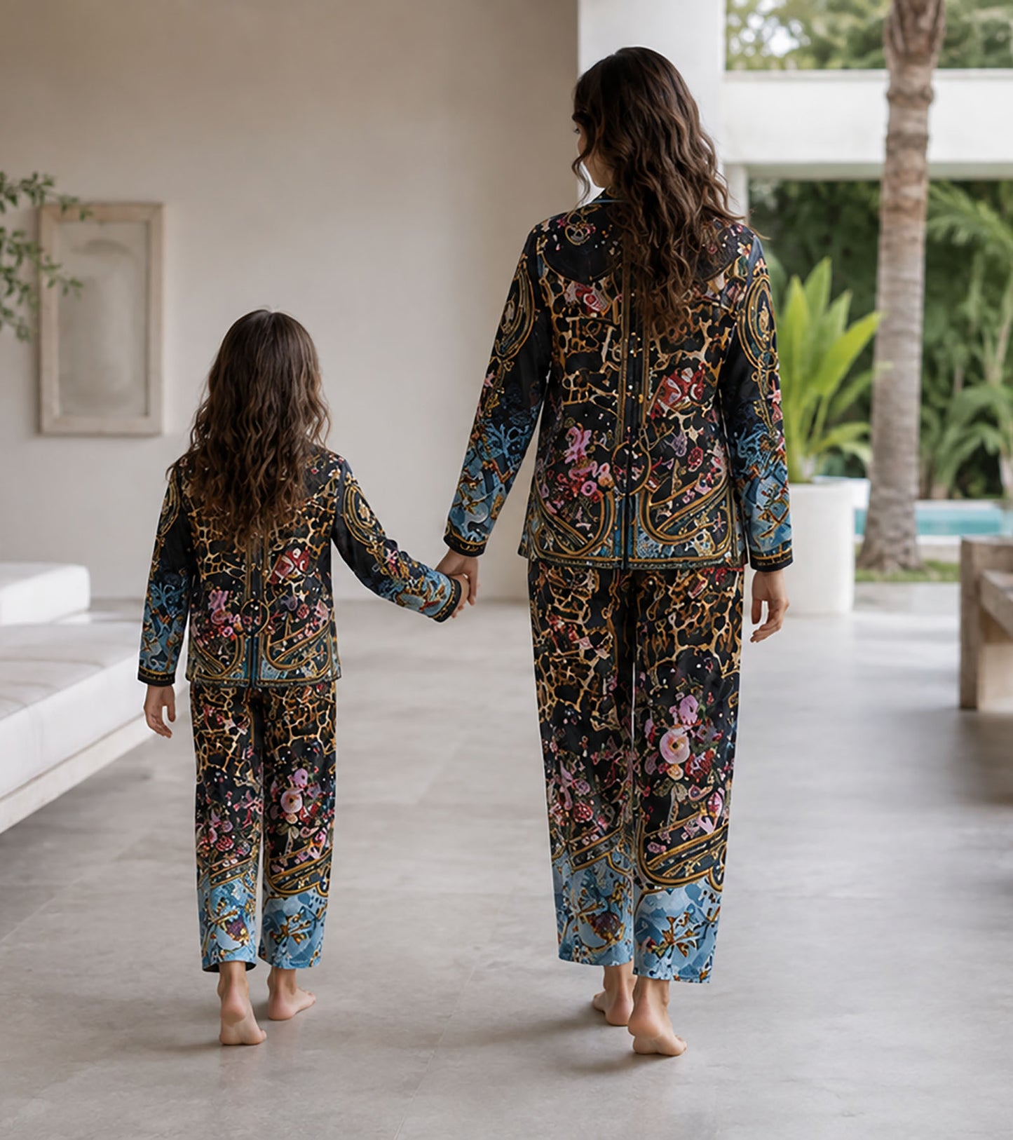 The Riviera Noir Luxe Mom & Me Matching Lounge Set