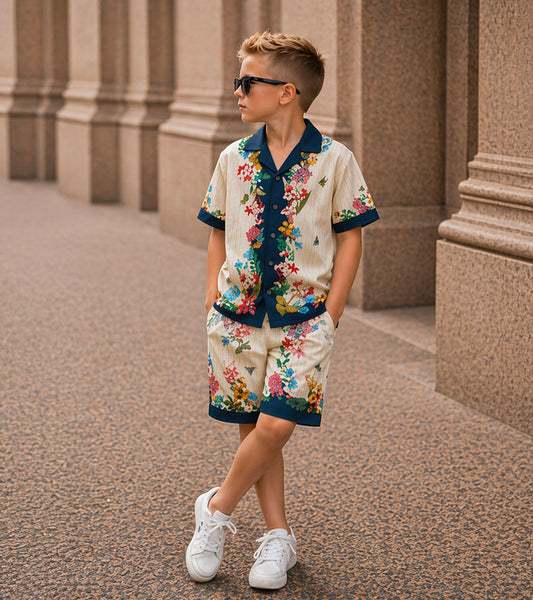 Vintage Garden Pure Cotton Luxe Co-ord Set For Boys