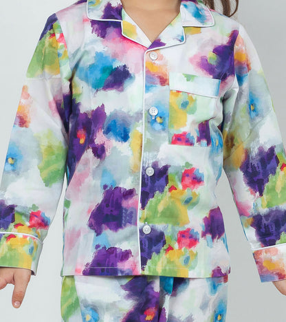 Violet Magic Printed Girls Nightsuit Set