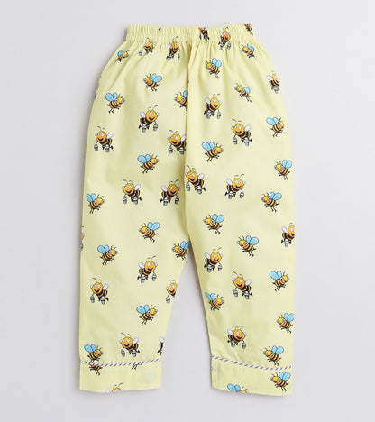 Yellow Bee Printed Night Suit Set