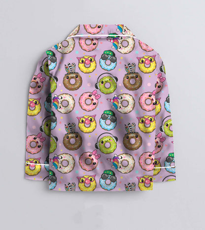 Yo Doughnuts Printed Girls Pure Cotton Nightsuit Set