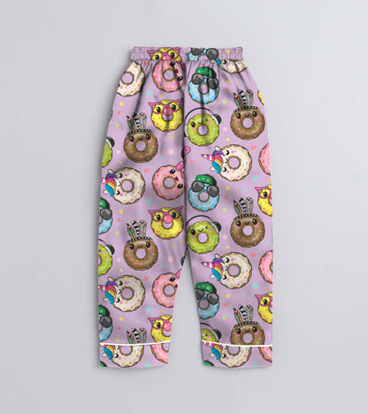 Yo Doughnuts Printed Girls Pure Cotton Nightsuit Set