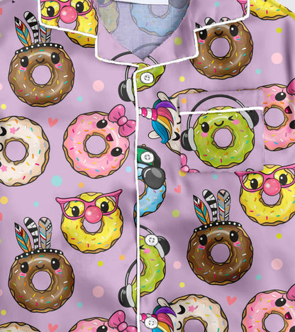 Yo Doughnuts Printed Girls Pure Cotton Nightsuit Set