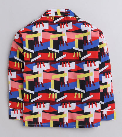 Abstract Sqr Printed Nightsuit Set