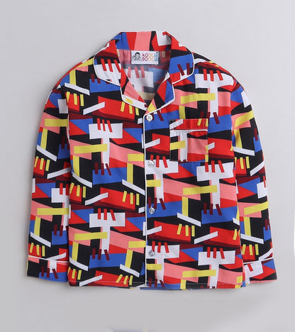 Abstract Sqr Printed Nightsuit Set