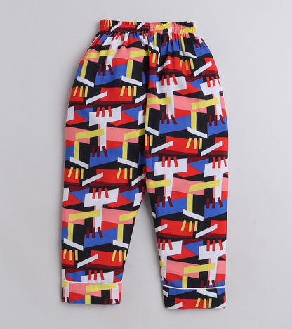 Abstract Sqr Printed Nightsuit Set