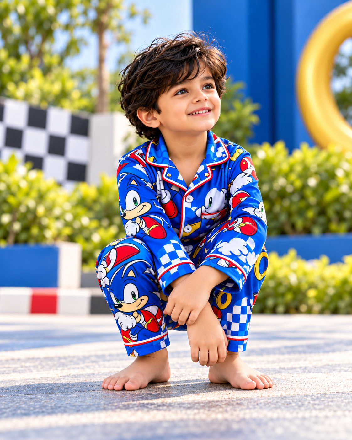 Turbo Dash Royal Blue Pure Cotton Printed Boys Nightsuit Set